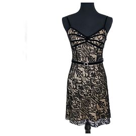 Robe nuisette Galliano en dentelle Noir