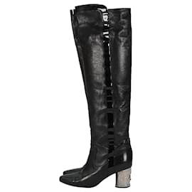 Chanel-Chanel Calfskin Long Boots Size 38 EU in Black-Black