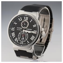 Autre Marque-Ulysse Nardin Maxi Marine Chronometer 263-67 SS & rubber AT Black-Face-Black