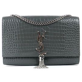 SAINT LAURENT Sacs à main Pompon Kate Gris