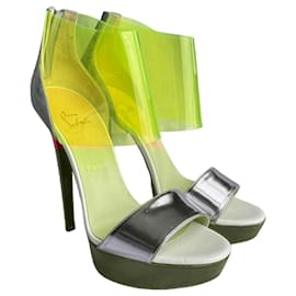 Christian Louboutin-Sandals-Pink,Red,Green,Grey,Metallic