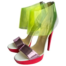 Christian Louboutin-Sandals-Pink,Red,Green,Grey,Metallic