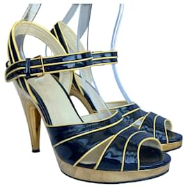 Miu Miu-Sandalen-Gelb,Marineblau