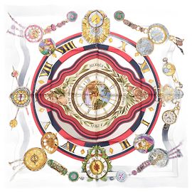 Hermès Sciarpa di seta Hermes "Parmi les fleurs je compte les heures" Blu