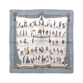 Hermès-Pañuelo de seda Hermes "Los proverbios son la sabiduría de las naciones" de Hugo Grygkar-Gris