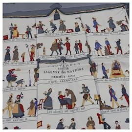 Hermès-Pañuelo de seda Hermes "Los proverbios son la sabiduría de las naciones" de Hugo Grygkar-Gris