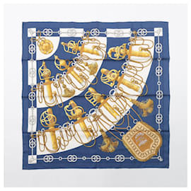 Hermès-Pañuelo de seda Hermes "Cliquetis" diseñado por Julie Abadie-Azul