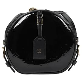 Louis Vuitton-LOUIS VUITTON Vernis Boite Chapeau Souple Umhängetasche in Schwarz-Schwarz