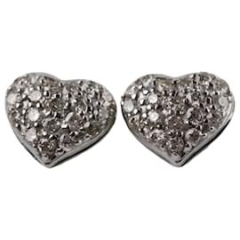 Autre Marque-NON SIGNE / Unsigned heart shape 18k gold earrings with diamonds-Golden