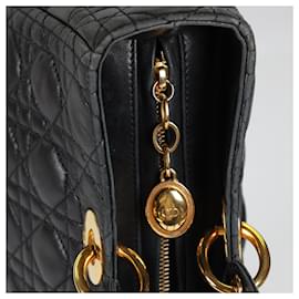 Dior-Christian Dior Grand sac à main Lady Dior Cannage en cuir d'agneau-Noir