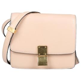 Céline-CELINE Shiny Goatskin Small Classic Box Flap Bag in Blush-Pink