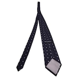 Issey Miyake-Issey Miyake Floral Necktie in Navy Blue Silk Cotton-Blue,Navy blue