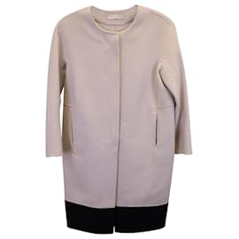 Max Mara-Max Mara Collarless Coat in Cream Wool-White,Cream