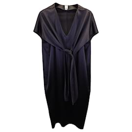 Totême-Totême Tie-Detail Midi Dress in Black Viscose-Black