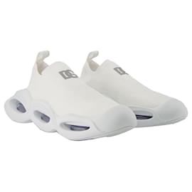 Dolce & Gabbana-Wave Lace Up Sneakers - Dolce & Gabbana - White/Silver - Polyester-White