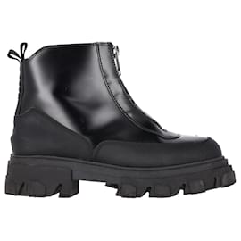 Ganni-Ganni Polido Zipper Ankle Boots in Black Leather-Black