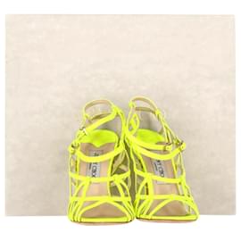 Jimmy Choo-Jimmy Choo Caesar Strappy Sandals in Neon Yellow Leather-Yellow