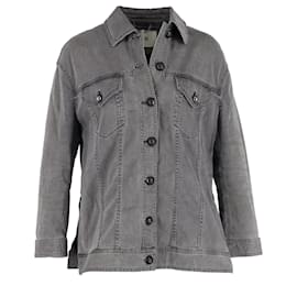 Fendi-Fendi Embellished Trucker Jacket in Grey Cotton Denim-Grey