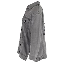 Fendi-Fendi Embellished Trucker Jacket in Grey Cotton Denim-Grey