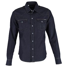 Camicia Dolce & Gabbana a maniche lunghe in denim blu Blu