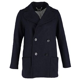 Apc A.P.C. Double-Breasted Coat in Navy Blue Wool Blue