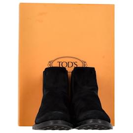 Tod's-Tod's Chelsea Boots in Black Suede-Black