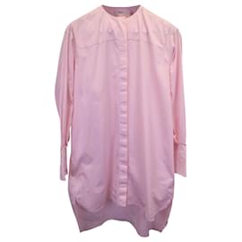 Céline-Celine Vestido Camisa Midi em Algodão Rosa-Rosa