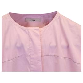 Céline-Celine Vestido Camisa Midi em Algodão Rosa-Rosa