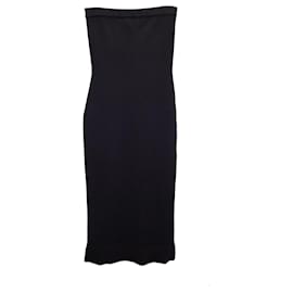 Michael Kors-Michael Kors Strapless Midi Dress in Black Cashmere-Black