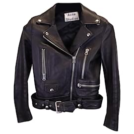 Acne-Acne Studios Biker Jacket in Black Lambskin Leather-Black