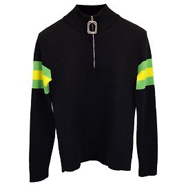 Gestreifter Rollkragenpullover von JW Anderson aus schwarzer Wolle Schwarz
