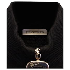 JW Anderson-JW Anderson Striped Mockneck Sweater in Black Wool-Black