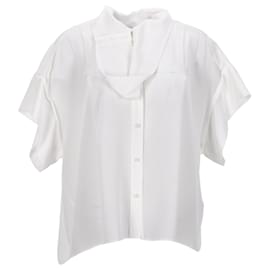Iro-Iro Manly Buttoned Top aus weißer Seide-Weiß