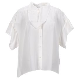 Iro Manly Buttoned Top in White Silk White