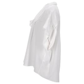 Iro-Iro Manly Buttoned Top in White Silk-White