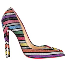 Christian Louboutin-Christian Louboutin Also Kate 120 Gestreifte Pumps aus mehrfarbigem Glitzer-Andere,Python drucken