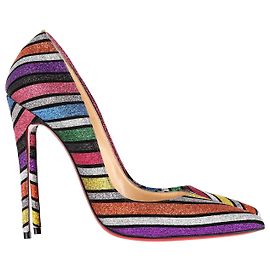 Christian Louboutin So Kate 120 Décolleté a righe in glitter multicolor Altro Stampa python