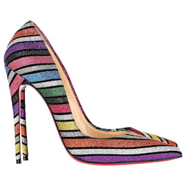 Christian Louboutin-Christian Louboutin So Kate 120 Striped Pumps in Multicolor Glitter-Other,Python print