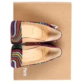 Christian Louboutin-Christian Louboutin So Kate 120 Striped Pumps in Multicolor Glitter-Other,Python print
