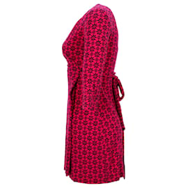 Diane Von Furstenberg-Vestido envolvente estampado Diane Von Furstenberg em algodão vermelho-Vermelho