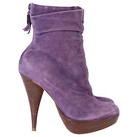 Bottines à Talons Hauts Balmain en Daim Violet Violet