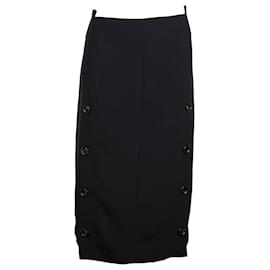 Joseph-Joseph Buttoned Midi Skirt in Black Wool-Black