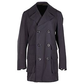 Valentino Garavani Double-Breasted Coat in Blue Wool Blue