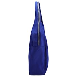 Prada-Prada Logo-Embossed Slouchy Tote Bag in Blue Canvas-Blue