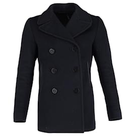 Tom Ford-Tom Ford lined-Breasted Pea Coat in Navy Blue Cashmere-Blue,Navy blue