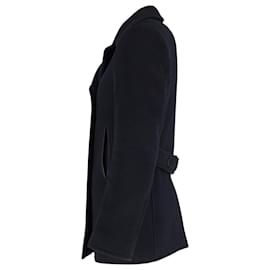 Tom Ford-Tom Ford lined-Breasted Pea Coat in Navy Blue Cashmere-Blue,Navy blue