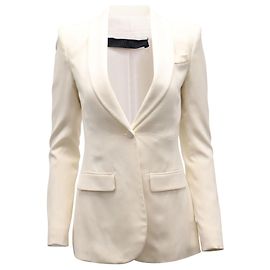 Blazer The Row Monopetto in Seta Bianca Bianco Crudo