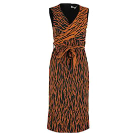 Diane Von Furstenberg-Ärmelloses Wickelkleid von Diane Von Furstenberg aus orangefarbenem Polyester-Andere