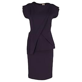 Roland Mouret-RM by Roland Mouret Draped Dress in Violet Wool-Purple