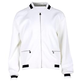 Chanel-Jaqueta Chanel Knit Bluson em Rayon Branco-Branco